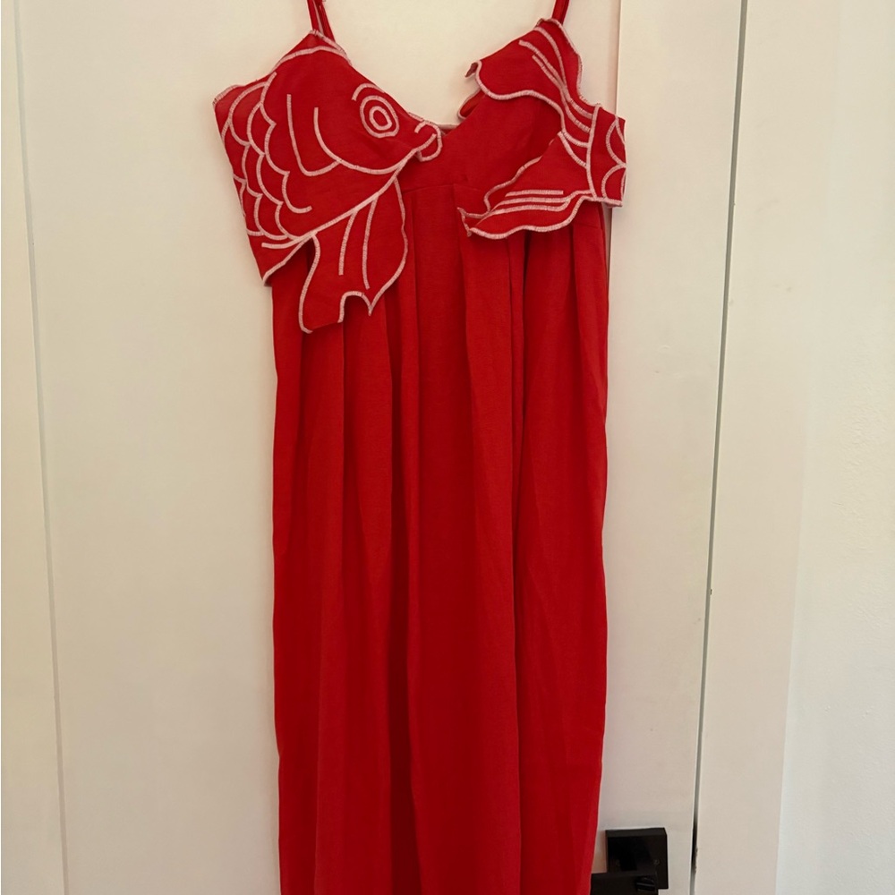 Red Dress with Fish Design